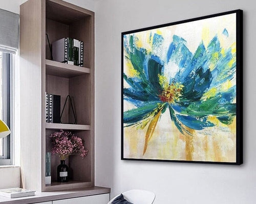 Blue Flower Abstract Wall Art