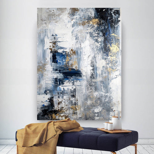 Blue/White/Gold Abstract Wall Art
