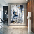 Blue/White/Gold Abstract Wall Art