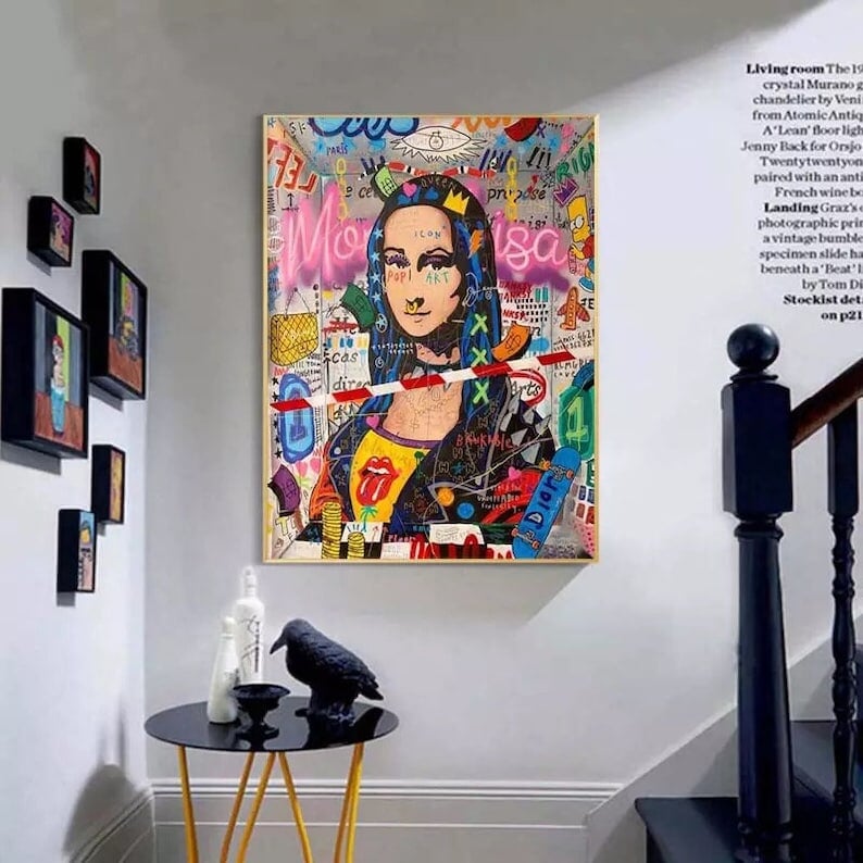Mona Lisa Graffiti 100% Hand-Painted