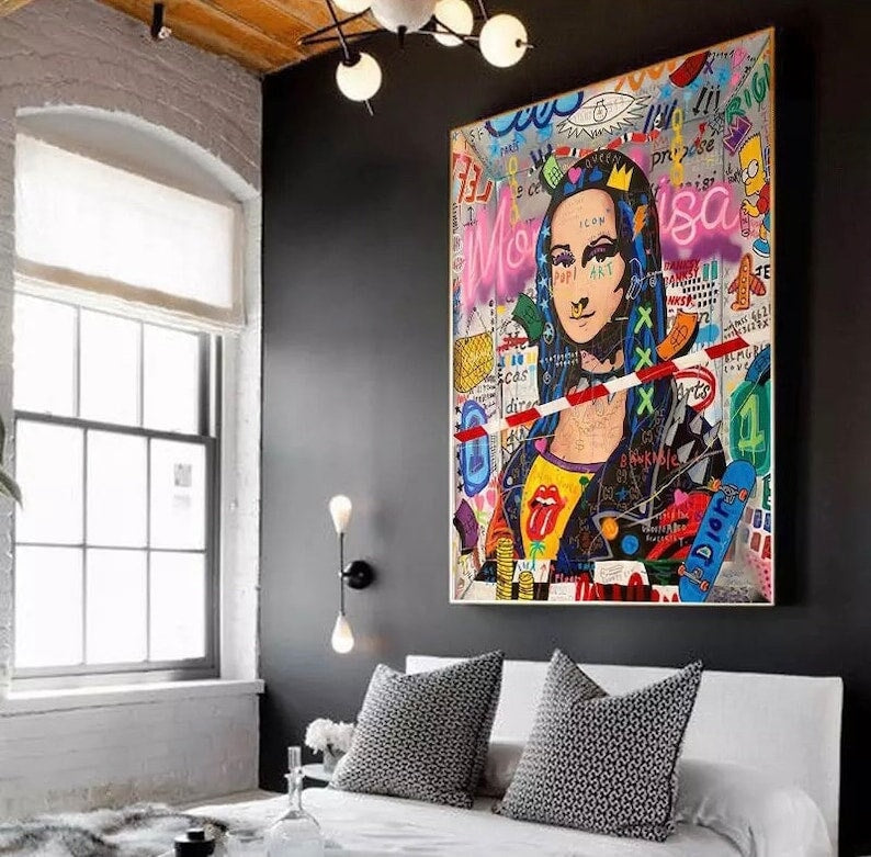 Mona Lisa Graffiti 100% Hand-Painted