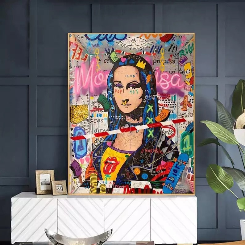 Mona Lisa Graffiti 100% Hand-Painted