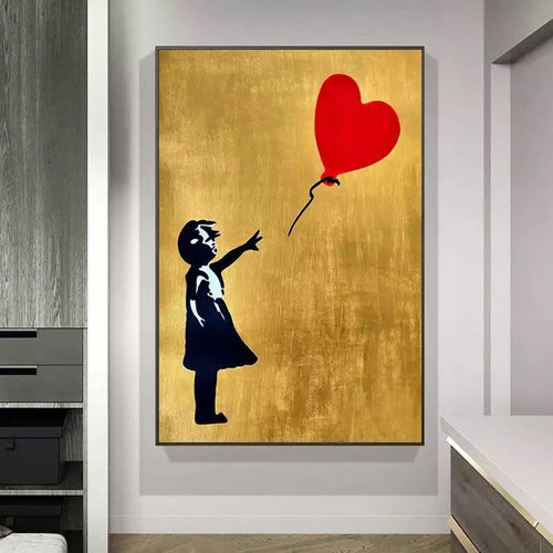 Balloon Girl (Gold) Canvas Art