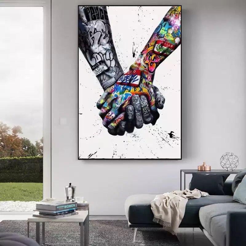 Handshake Graffiti Wall Art
