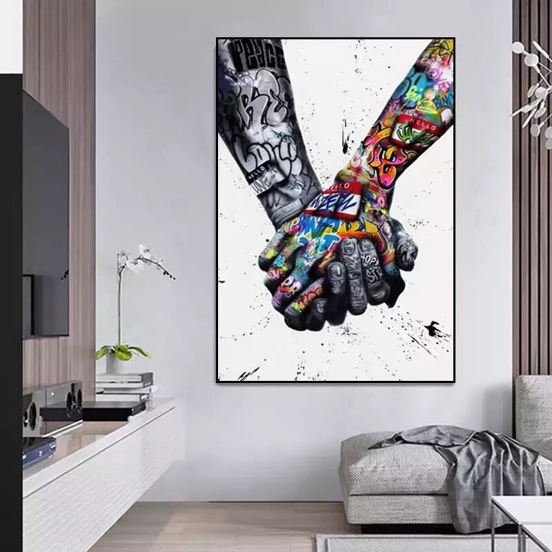 Handshake Graffiti Wall Art