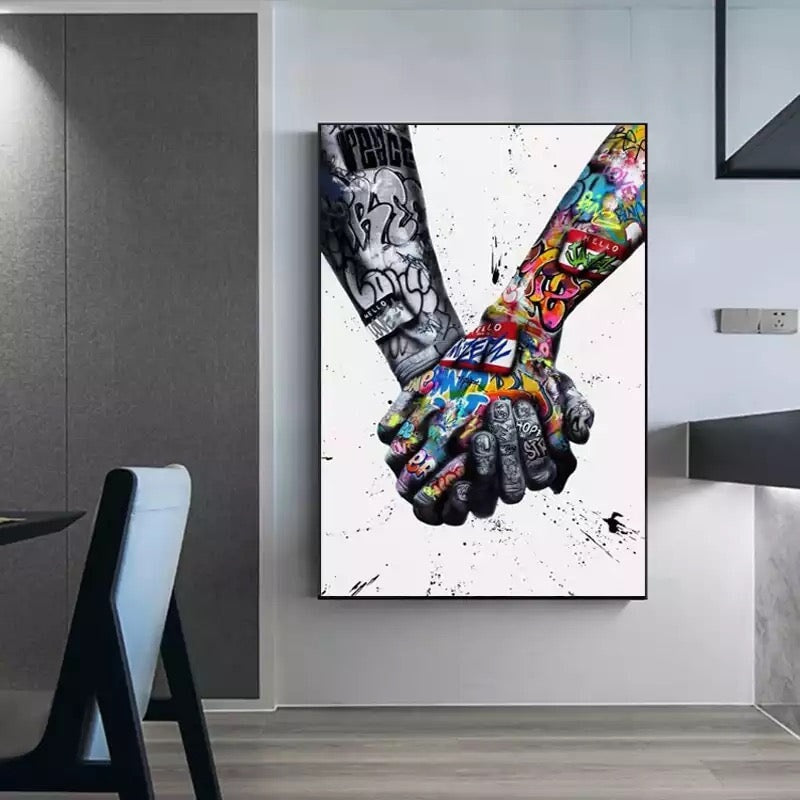 Handshake Graffiti Wall Art