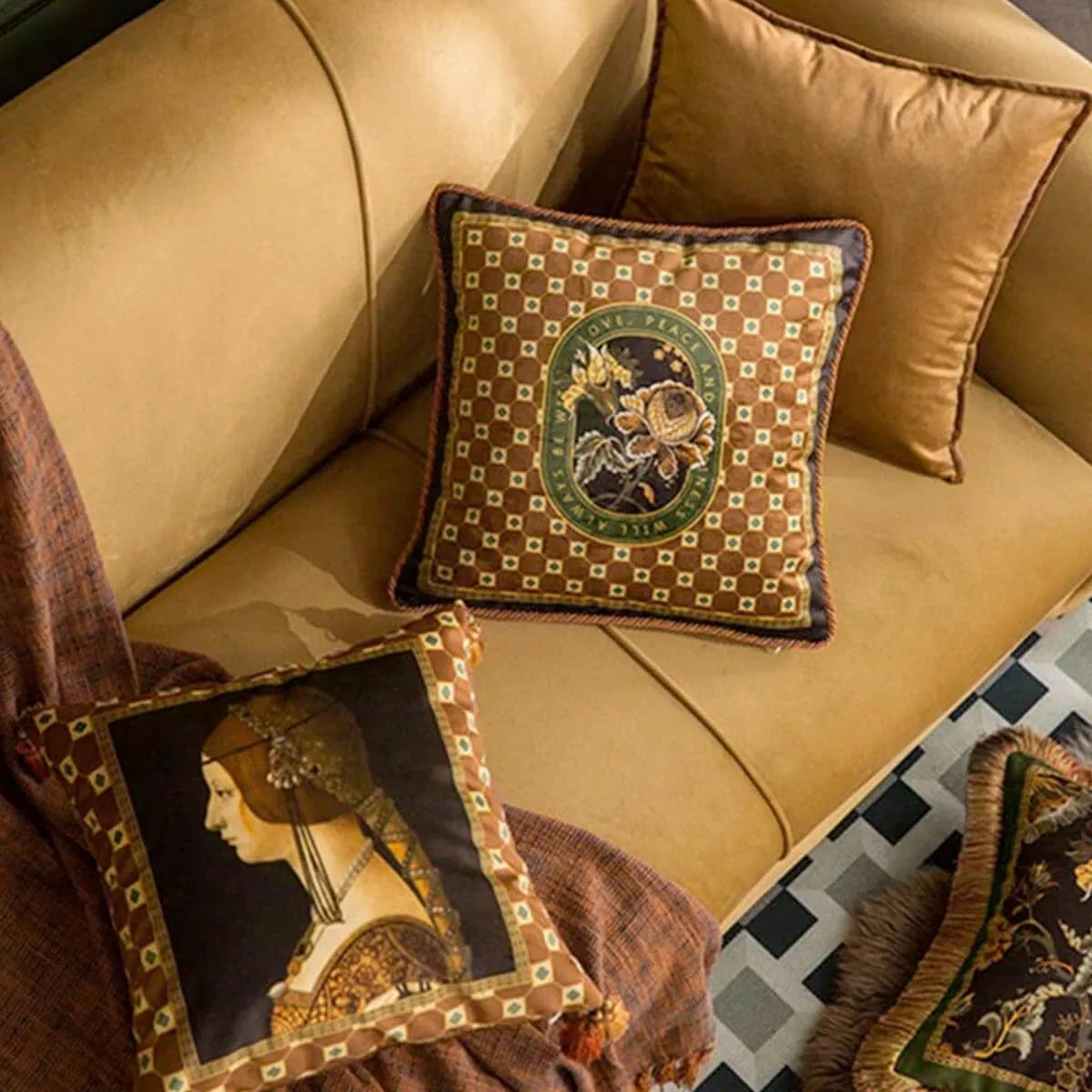 Luxury Floral Throw Pillow Cover Case Shell Vintage Cushion Square Decorative