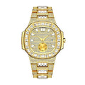 Luxury Gold 18K Fully Paved Baguette Diamond Watch