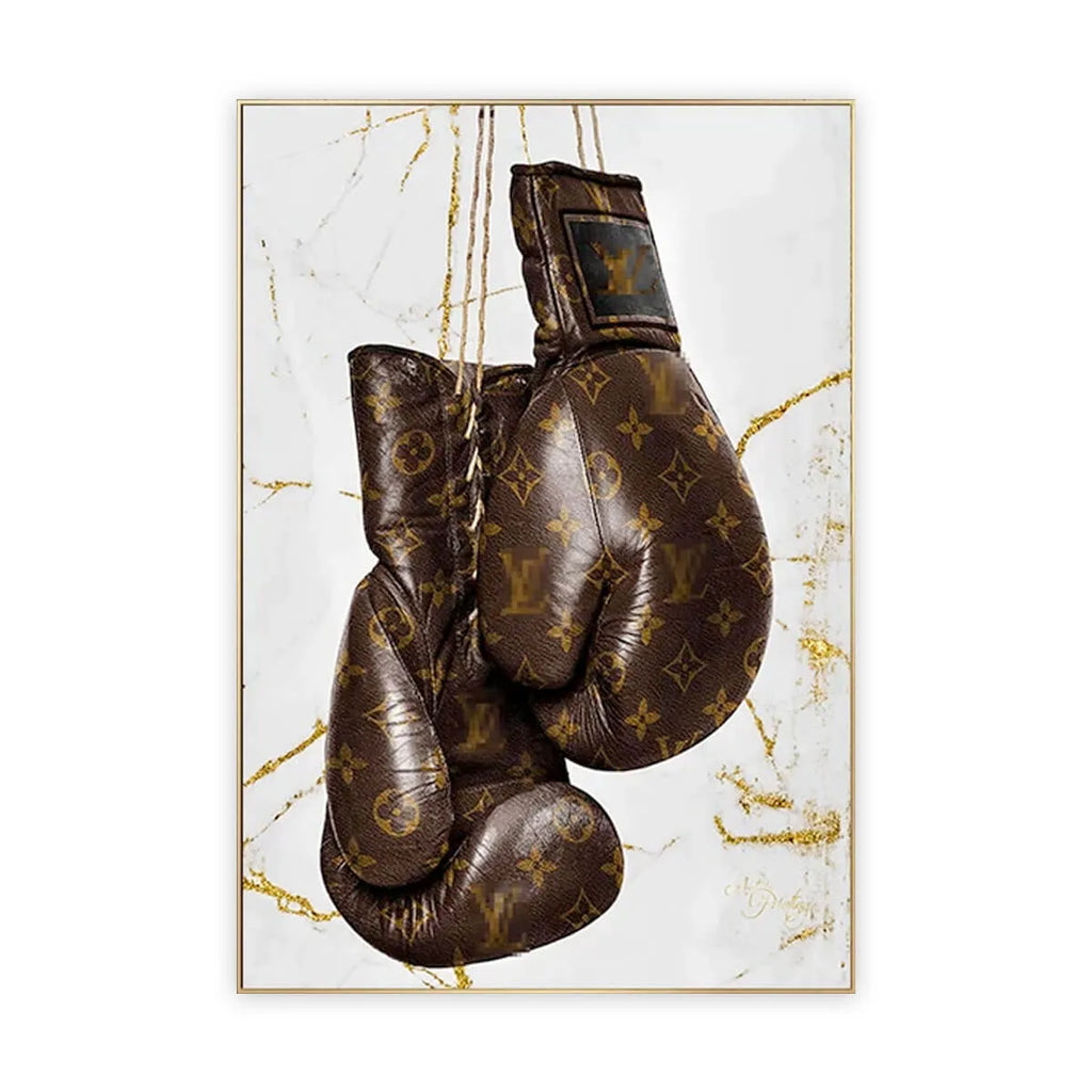 Luxury Gold Foil Boxing Gloves Canvas Painting Print Wall Art