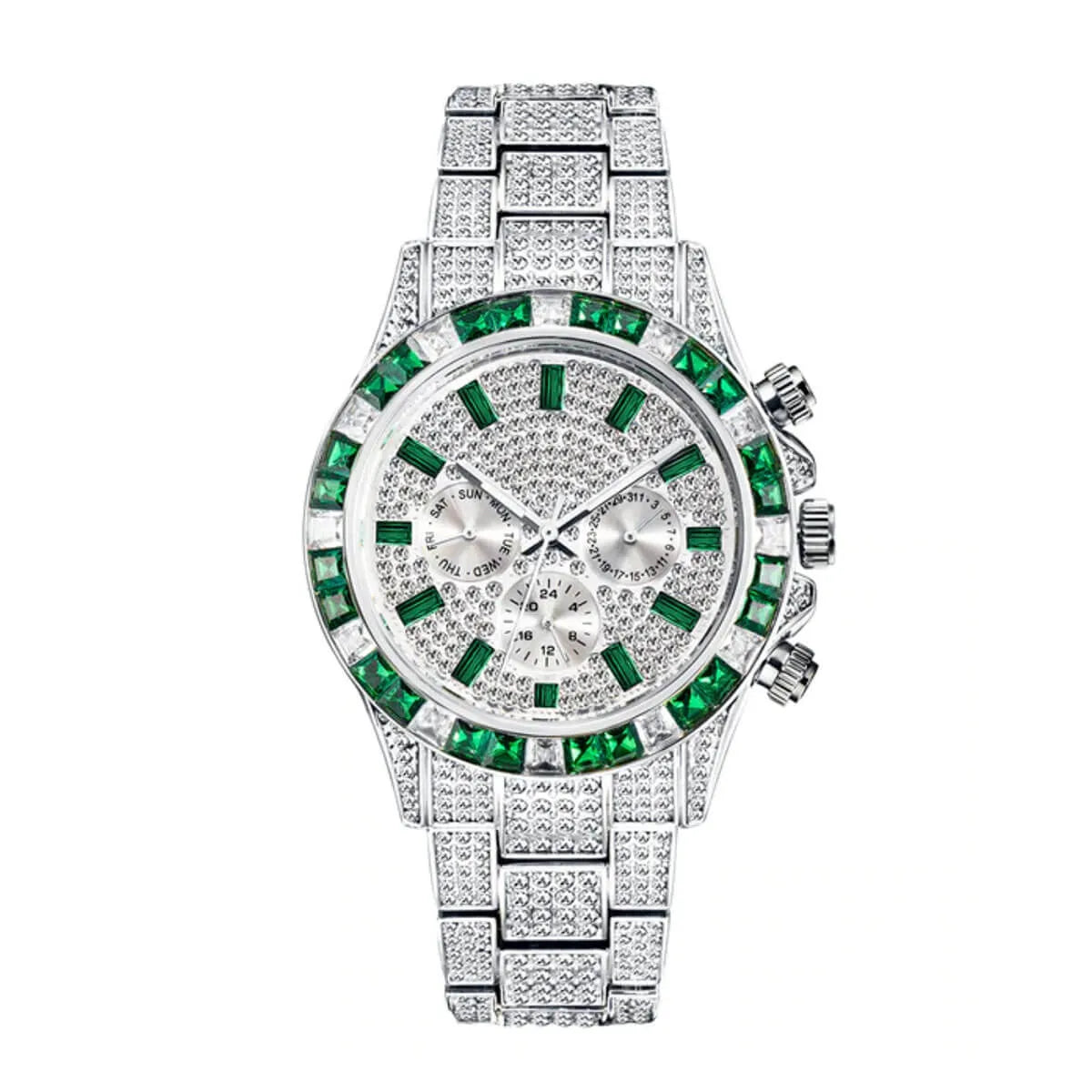 Luxury Golden Iced Out Diamond Stainless Steel Watch