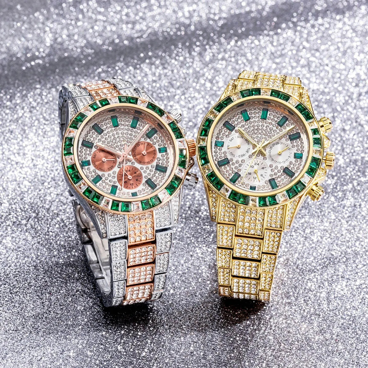 Luxury Iced Out Diamond Stainless Steel Watch