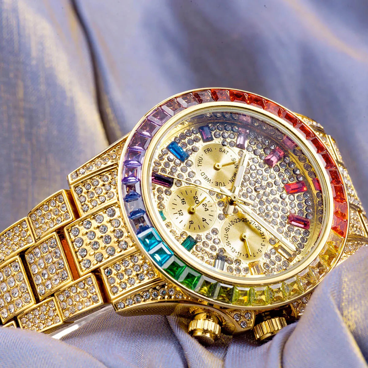 Luxury Iced Out Diamond Stainless Steel Watch