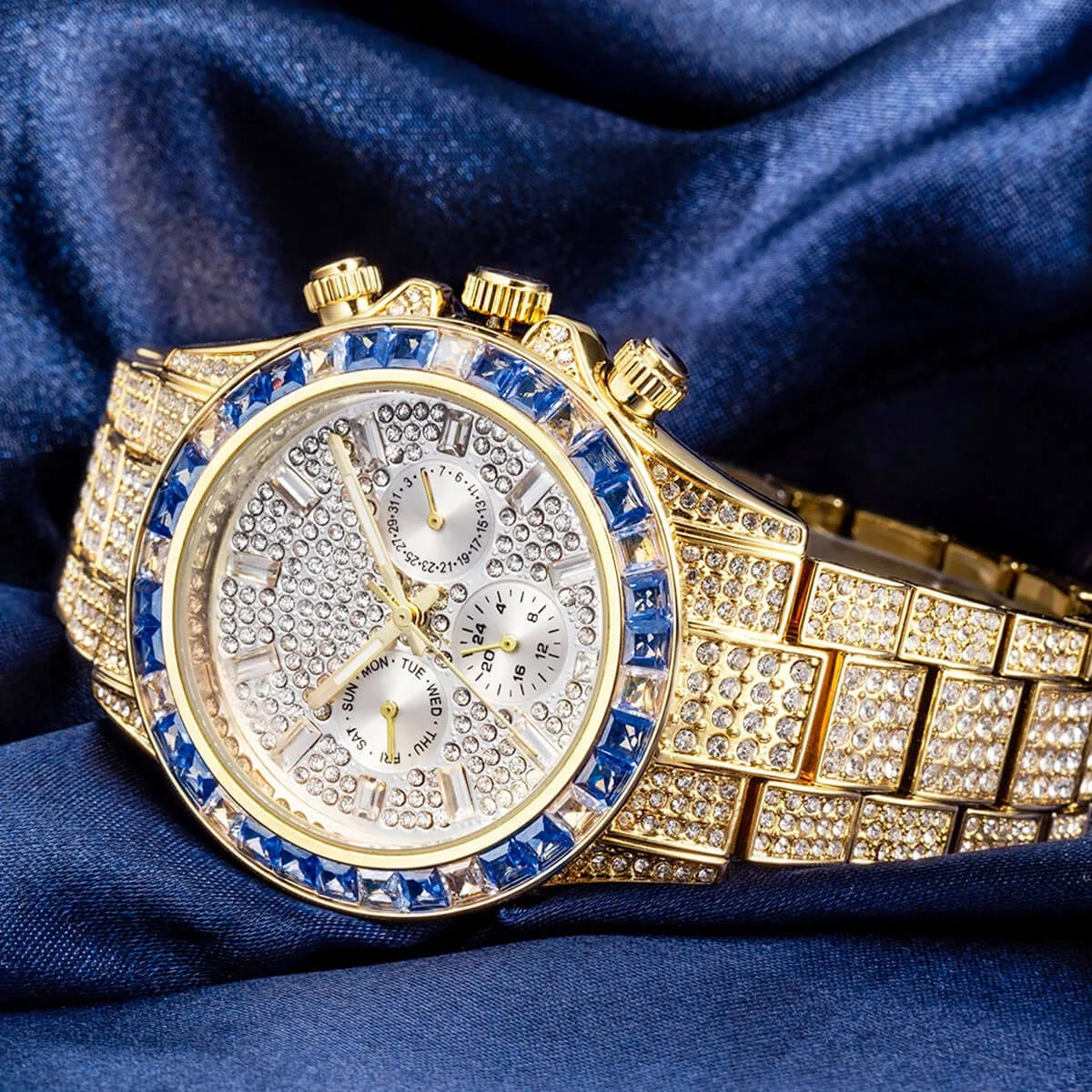 Luxury Iced Out Diamond Stainless Steel Watch