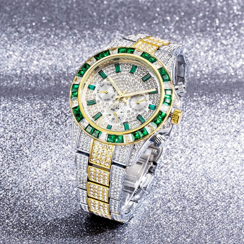 Luxury Iced Out Diamond Stainless Steel Watch