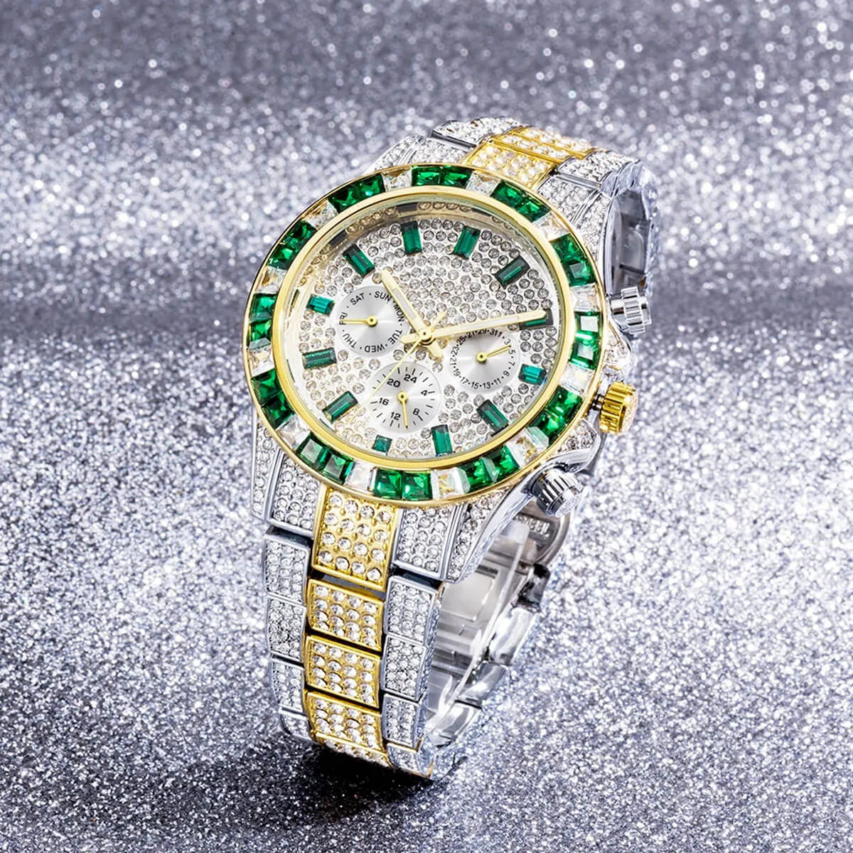 Luxury Iced Out Diamond Stainless Steel Watch