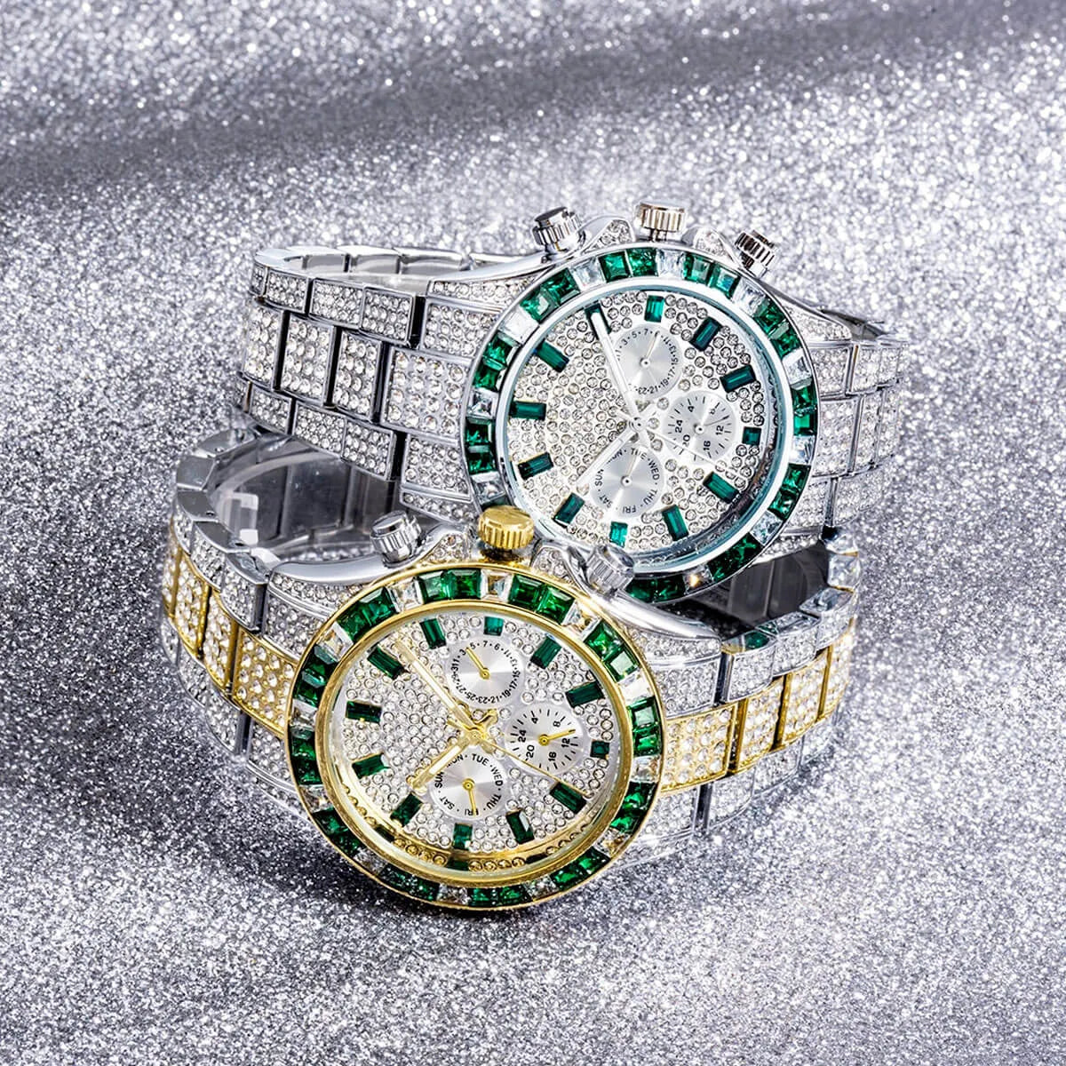 Luxury Iced Out Diamond Stainless Steel Watch