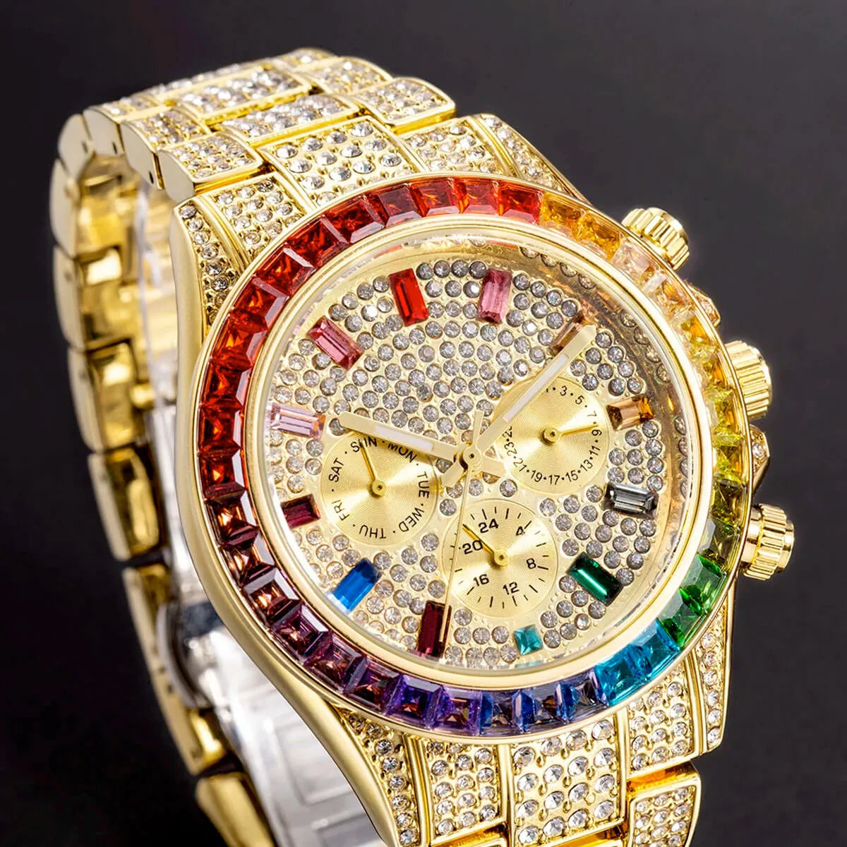 Luxury Iced Out Diamond Stainless Steel Watch