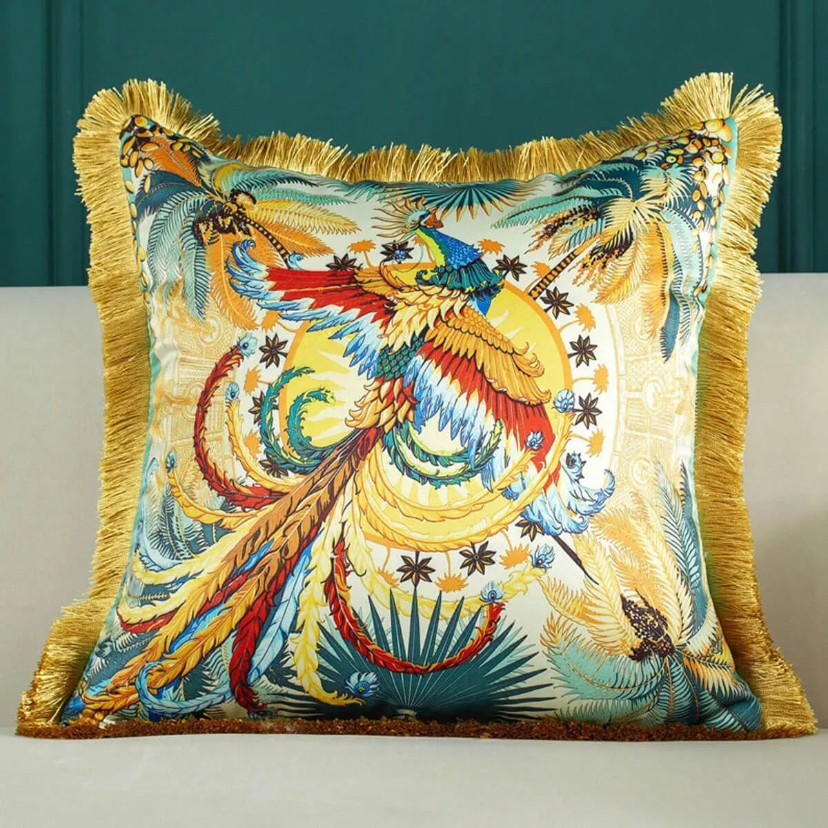 Luxury Silk Pillowcase Tropical Forest Decorative Pillows Cushion Cover