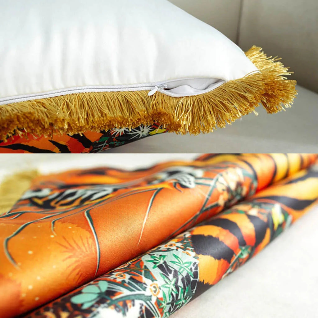 Luxury Silk Pillowcase Tropical Forest Decorative Pillows Cushion Cover