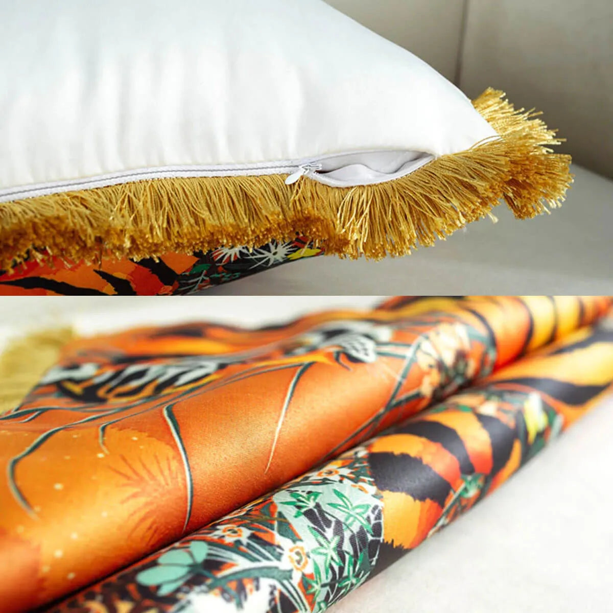Luxury Silk Pillowcase Tropical Forest Decorative Pillows Cushion Cover