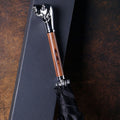 Metal Dog Head Luxury Wooden Long Handle Premium Umbrella