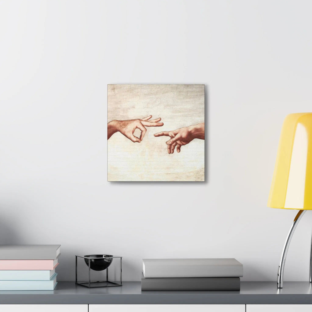 Michelangelo The Creation of Adam Parody Canvas Gallery Wraps