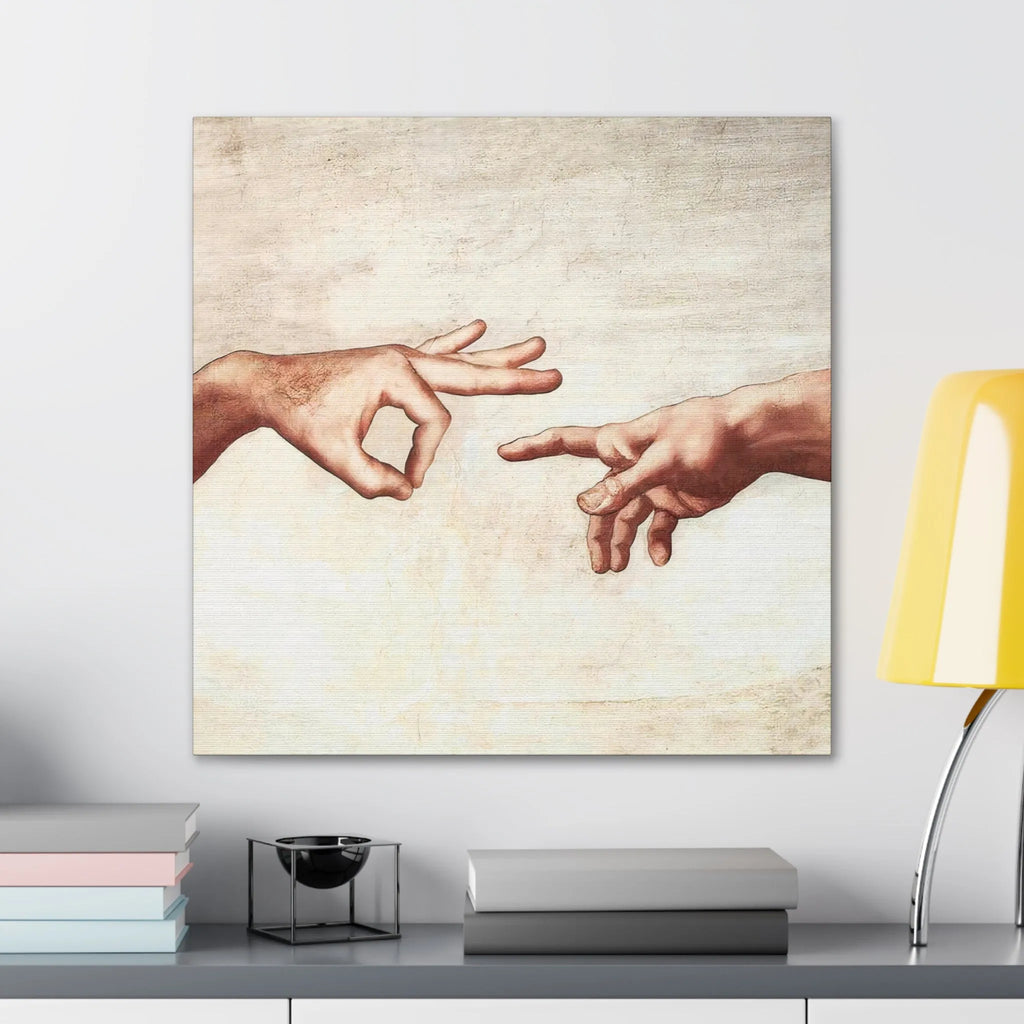 Michelangelo The Creation of Adam Parody Canvas Gallery Wraps
