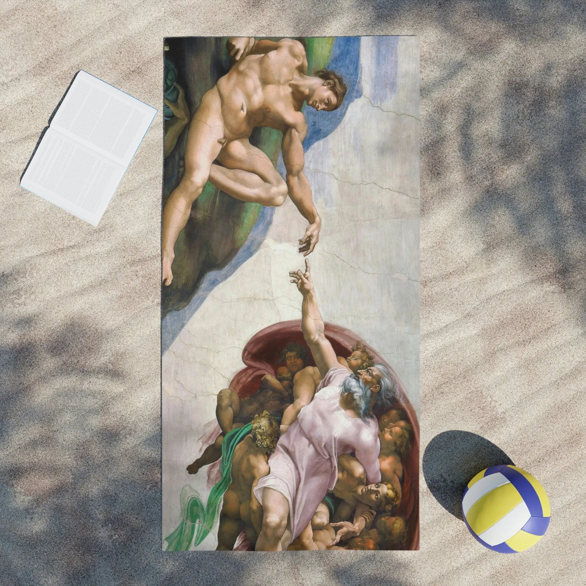 Michelangelo's The Creation of Adam Beach Towels