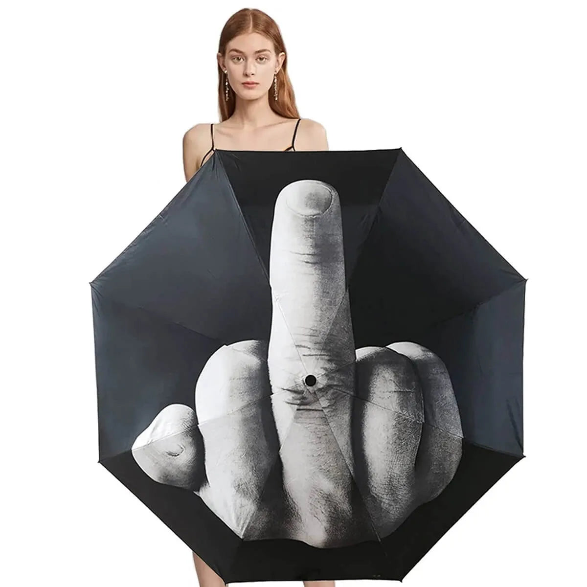Middle Finger Funny Umbrella Rain Cool Windproof Folding Parasol