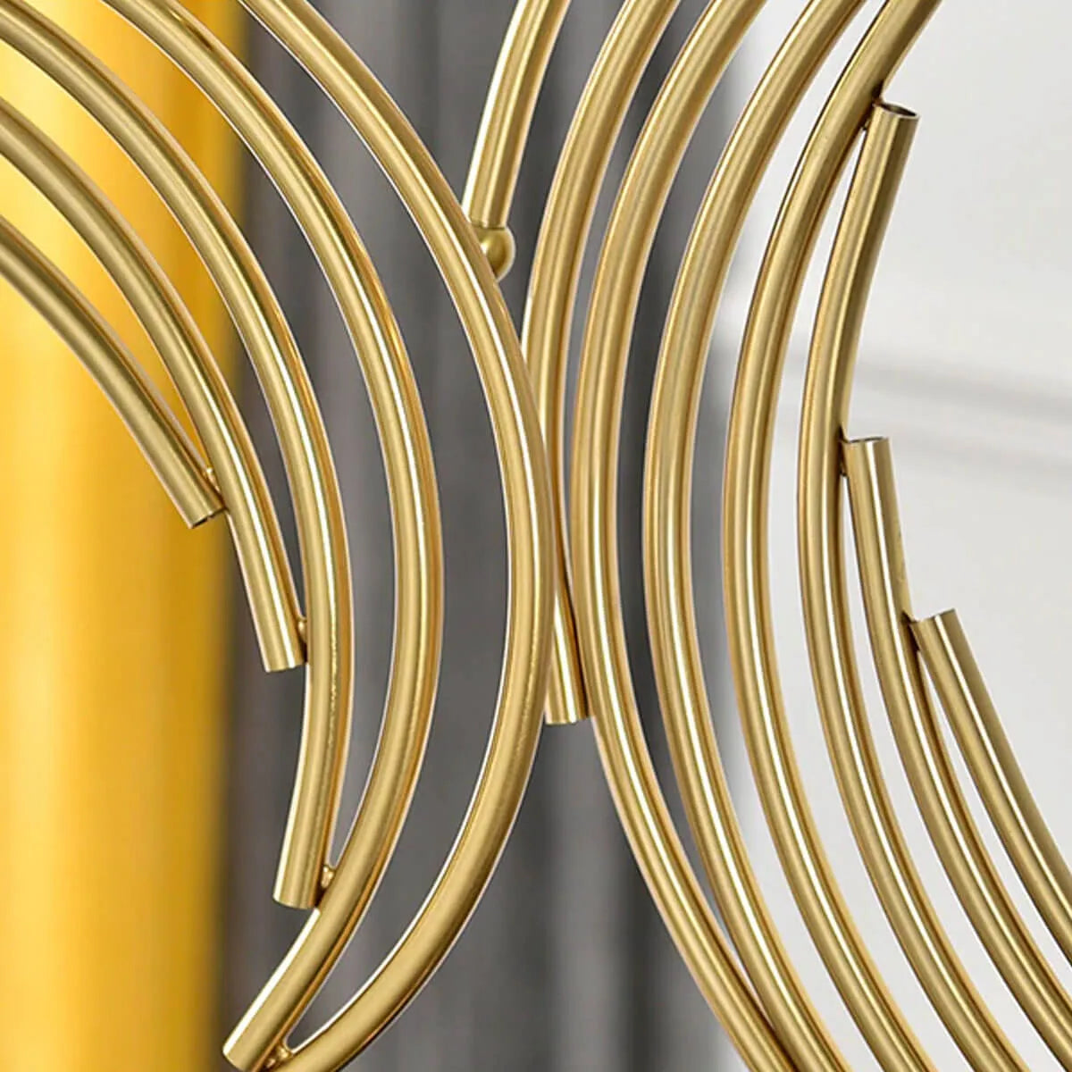 Modern Golden Metal Annulus Statue Marble Sculpture Art
