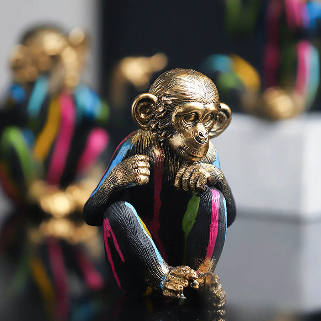 Monkey No see No hear No speak Colorful Sculpture