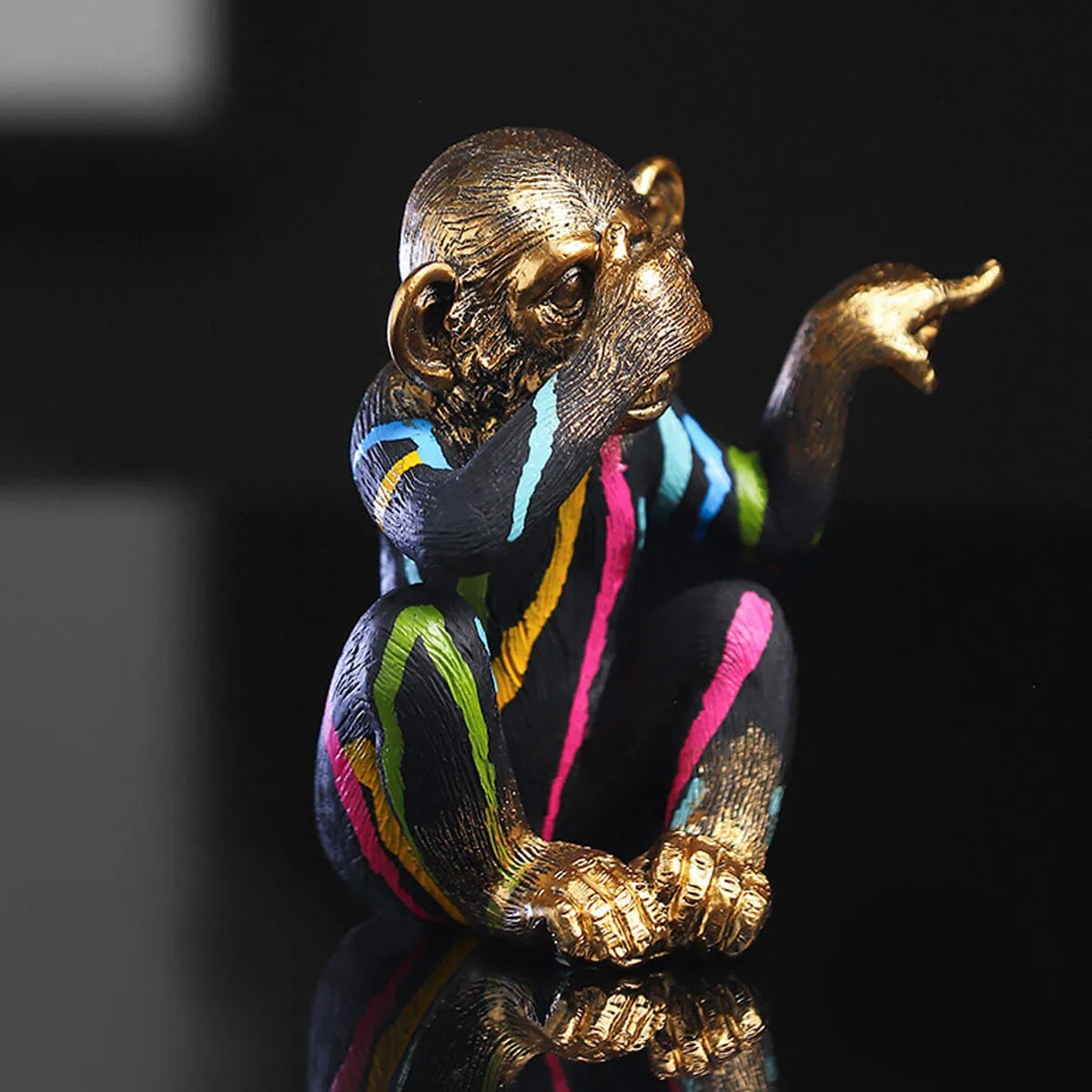 Monkey No see No hear No speak Colorful Sculpture