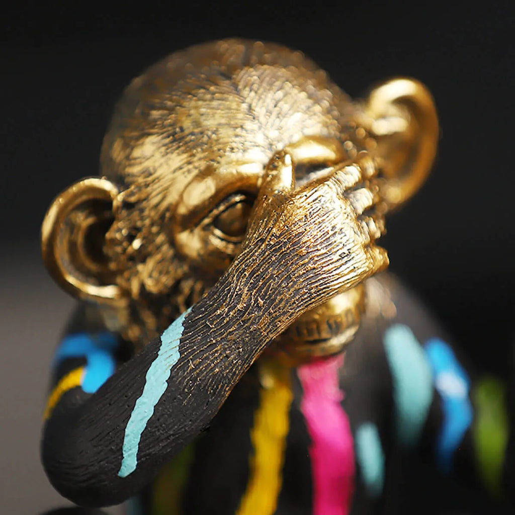 Monkey No see No hear No speak Colorful Sculpture