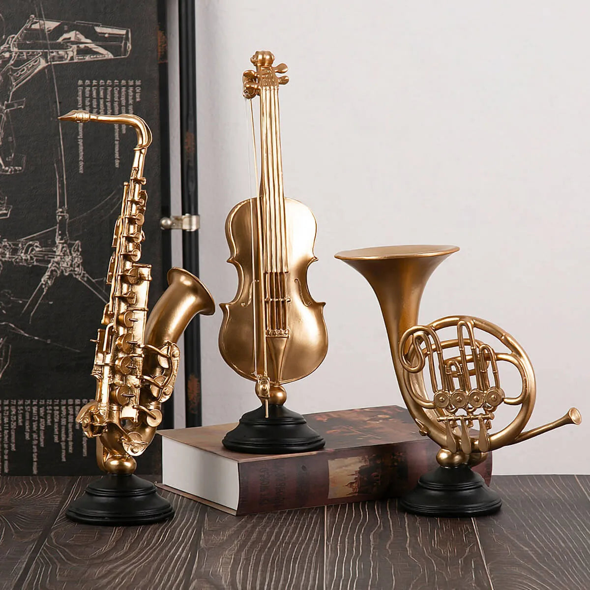 Musical Instrument Ornaments Violin and Saxophone Decor