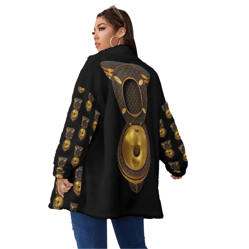 My Golden Toilet Women's Borg Fleece Oversize Jacket