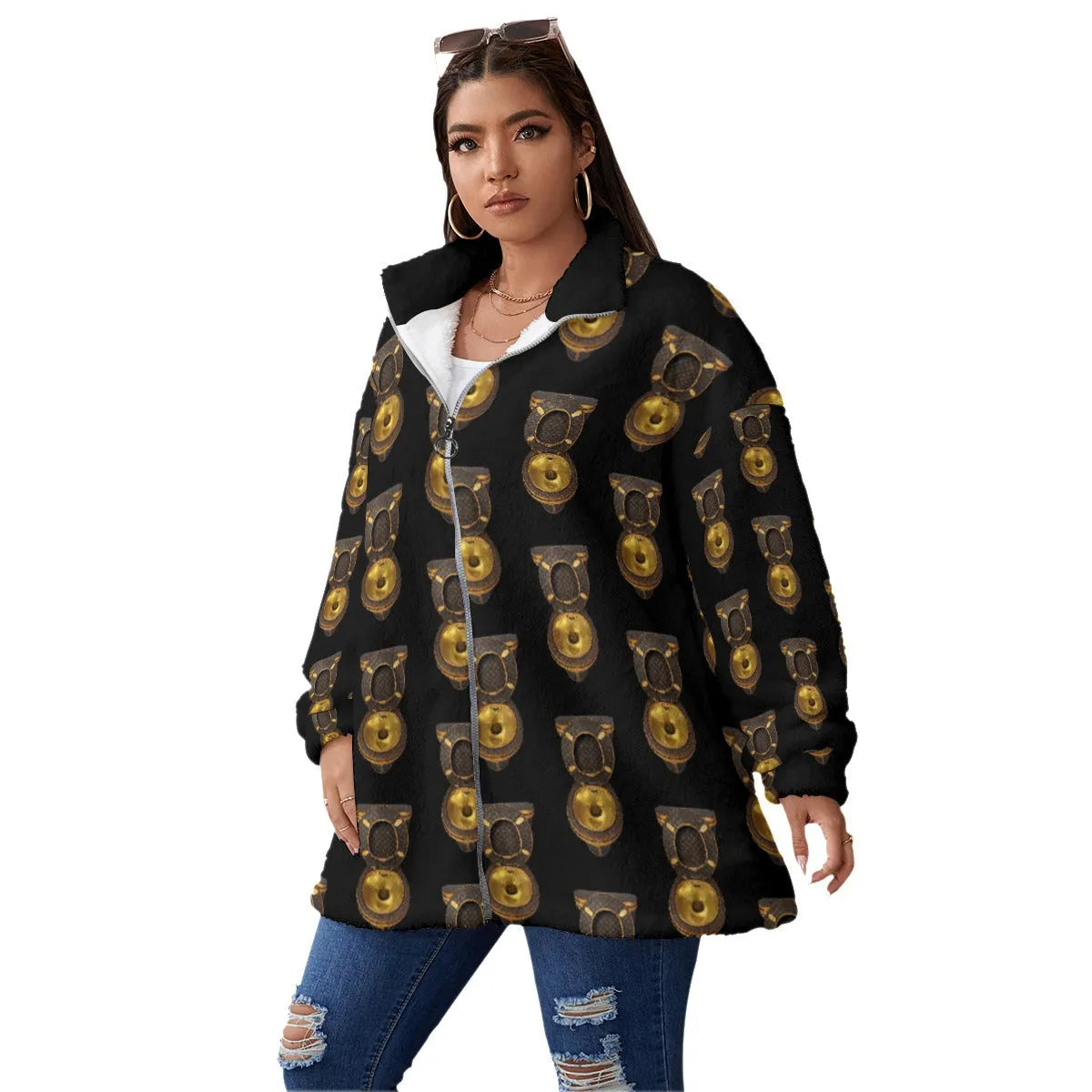 My Golden Toilet Women's Borg Fleece Oversize Jacket