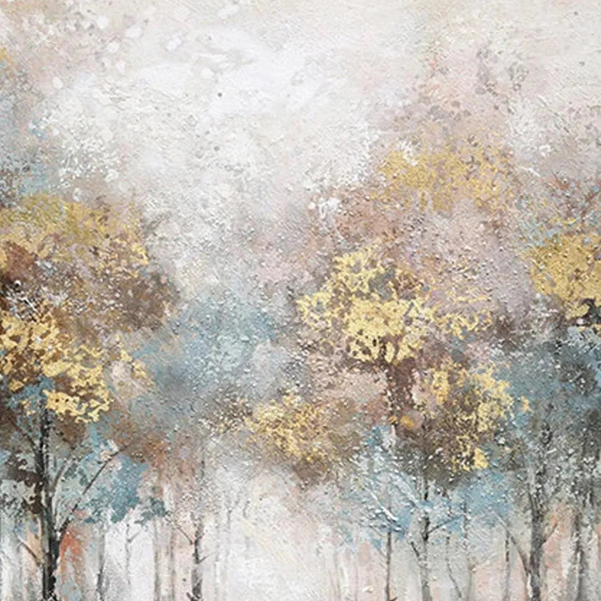GOLDEN FOREST PATH: Textured Forest Landscape Painting, Vertical Wall Art