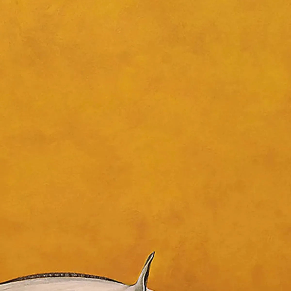 WHITE HORSE ON YELLOW: Minimalist Horse Painting, Vertical Wall Art