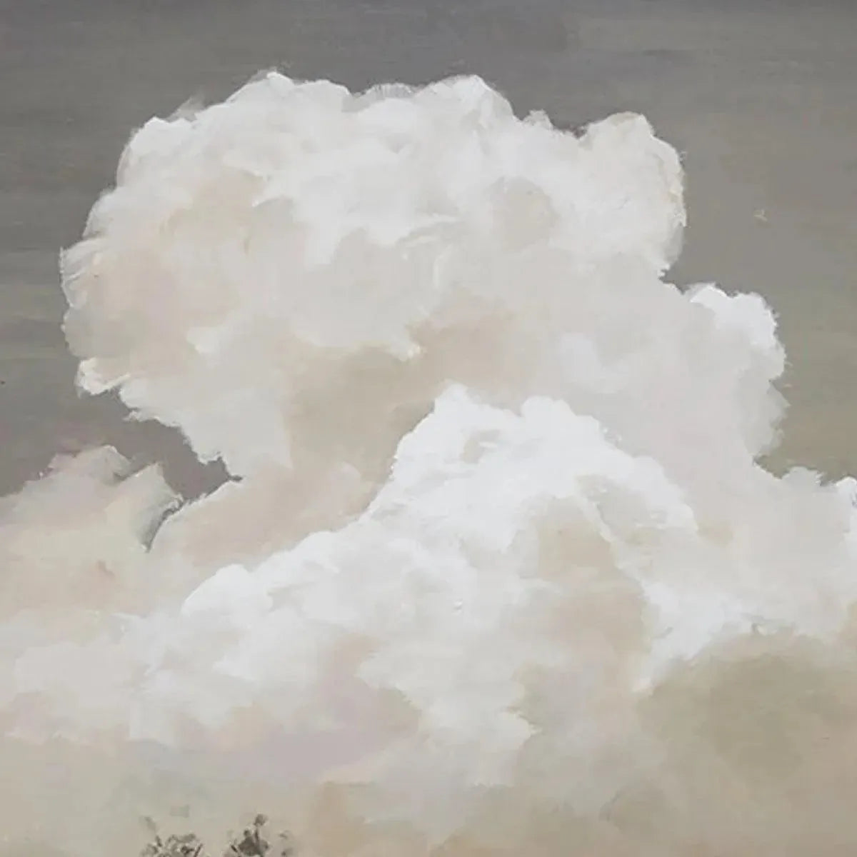 CLOUDY LANDSCAPE: Muted Landscape Painting, Vertical Wall Art